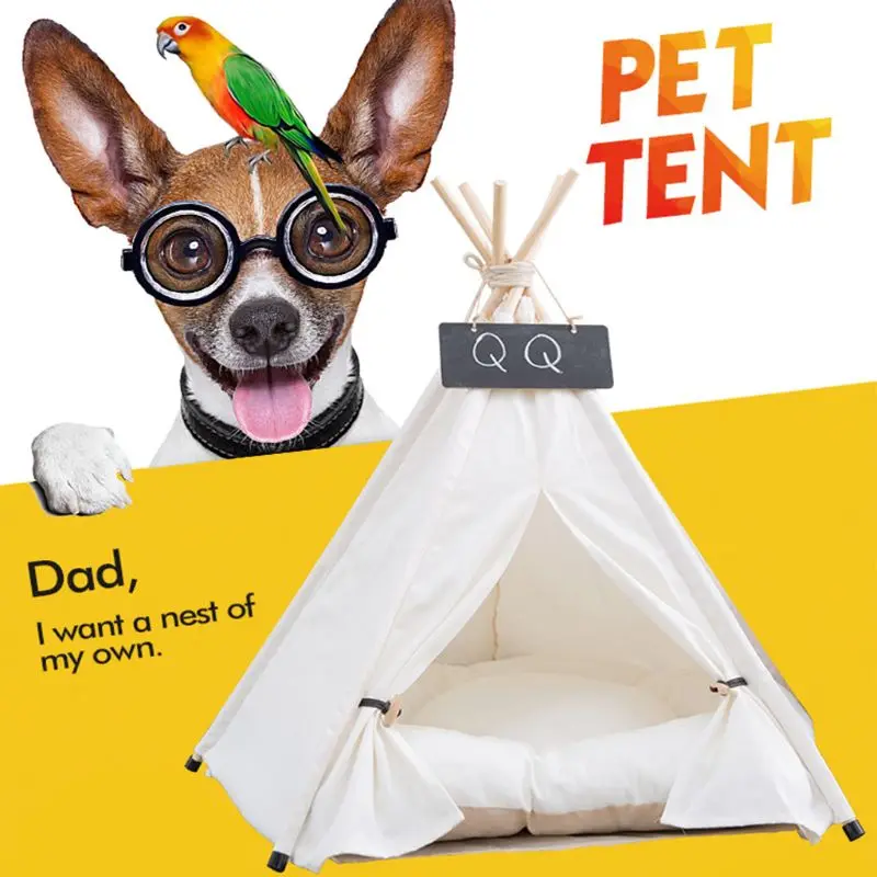 

Simple Design Sturdy Pet Teepee Bed with Cushion Luxery Dog Cat Tents Pet Teepee Bed