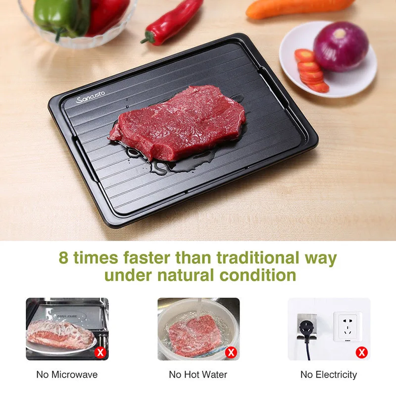 

Fast Defrosting Tray with Cleaner Frozen Meat Defrost Food Thawing Plate Board Kitchen Tool ADW889