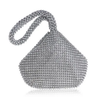 YM1217silver YINGMI/, вечерние сумочки со стразами, мягкий дизайн ковша, серебристый, черный, золотой, мини-вечерние клатчи - Цвет: YM1217silver