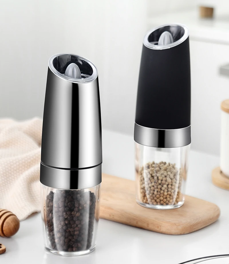 

Electric Automatic Gravity Pepper Salt Grinder Mill with LED Light Seasoning Spice Mills Porcelain Grinding Core Kitchen Tools