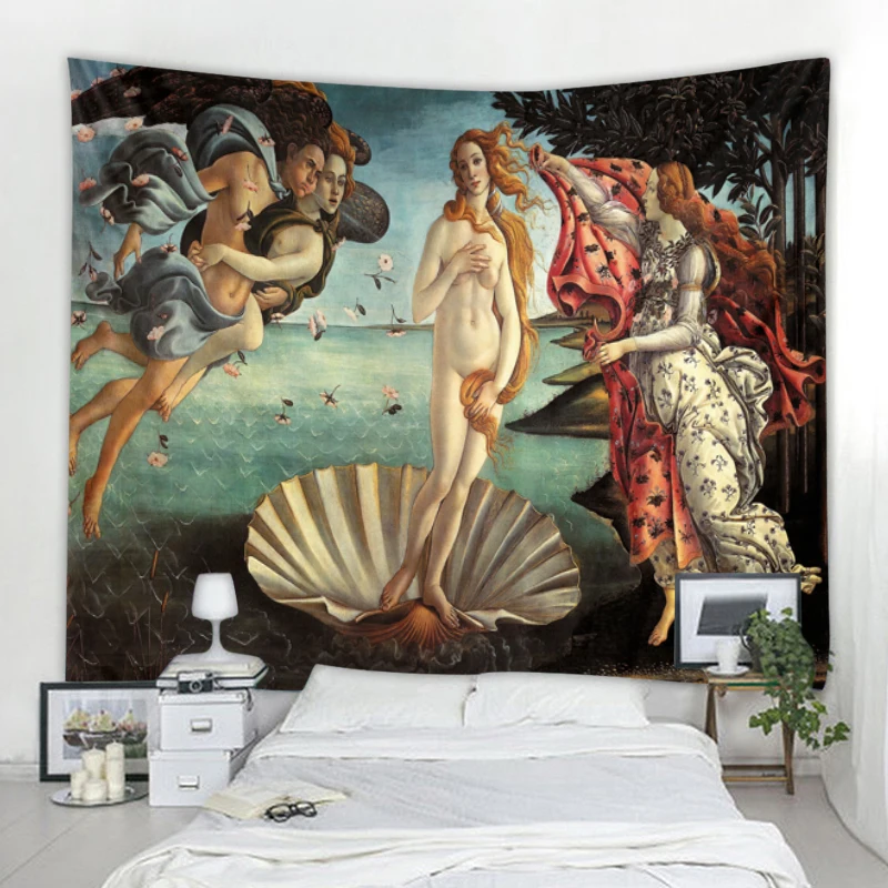 

Nordic Famous Paintings Decorative Tapestry Mandala Bohemian Tapestry Art Deco Blanket Curtains Hanging In The Bedroom At Home