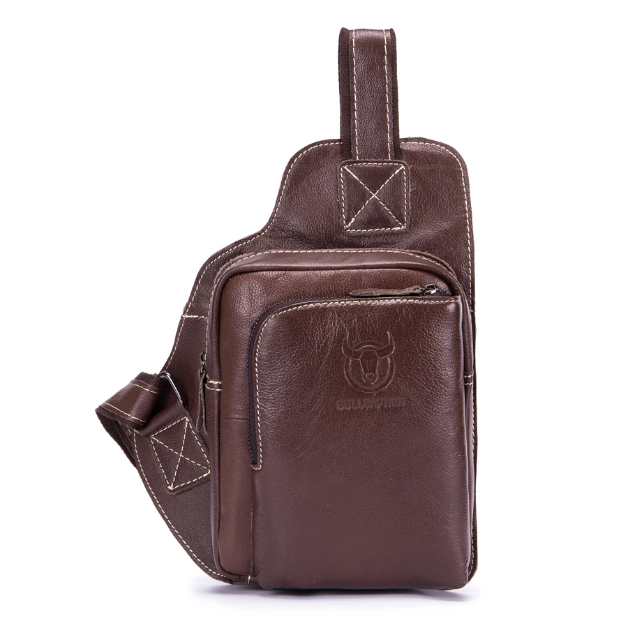 Мужская нагрудная сумка из натуральной кожи BULL CAPTAIN брендовая Сумка слинг через