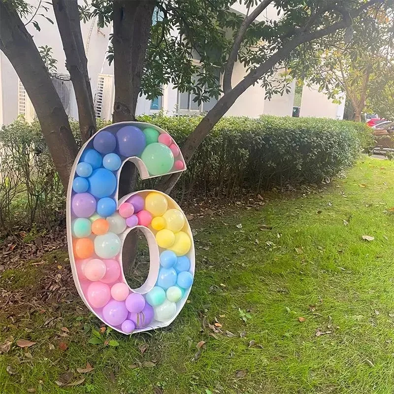 

28.7'' Giant Big Number Balloon Filling Box Stand DIY Baby Birthday Organic Mosaic Number Decor Balloon Frame Anniversary