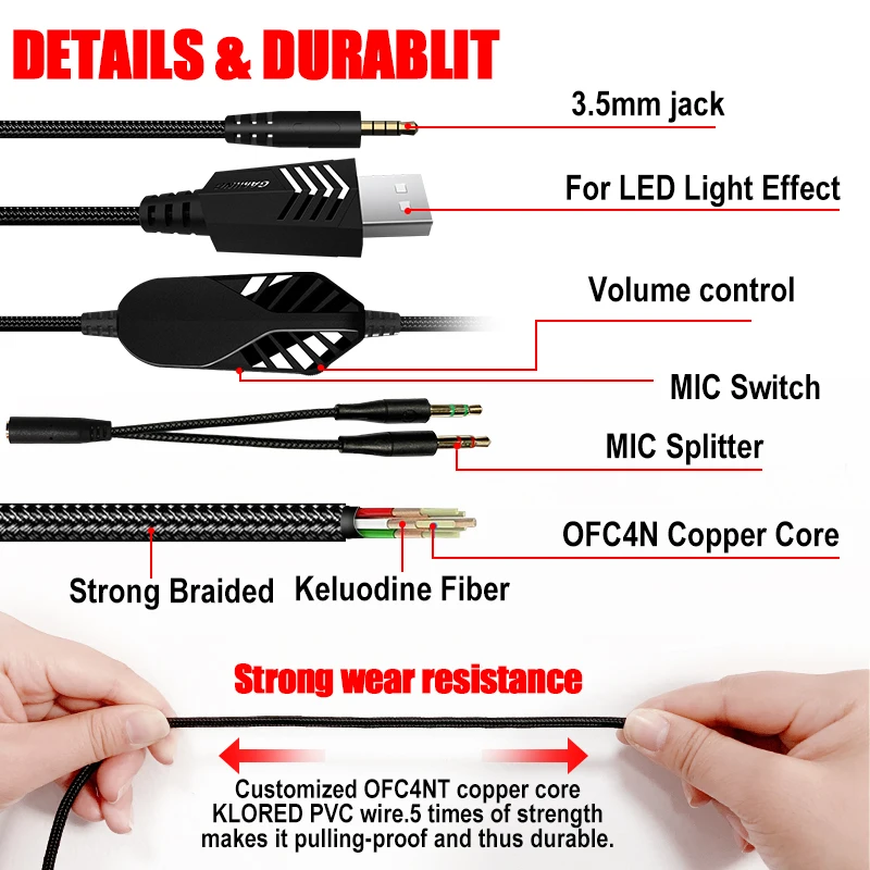 

Python Fly G2000 Mix Red Removable Microphone Game Headset Noise Cancelling Game Earphones 7.1 LED Light Headsets for PC PS4