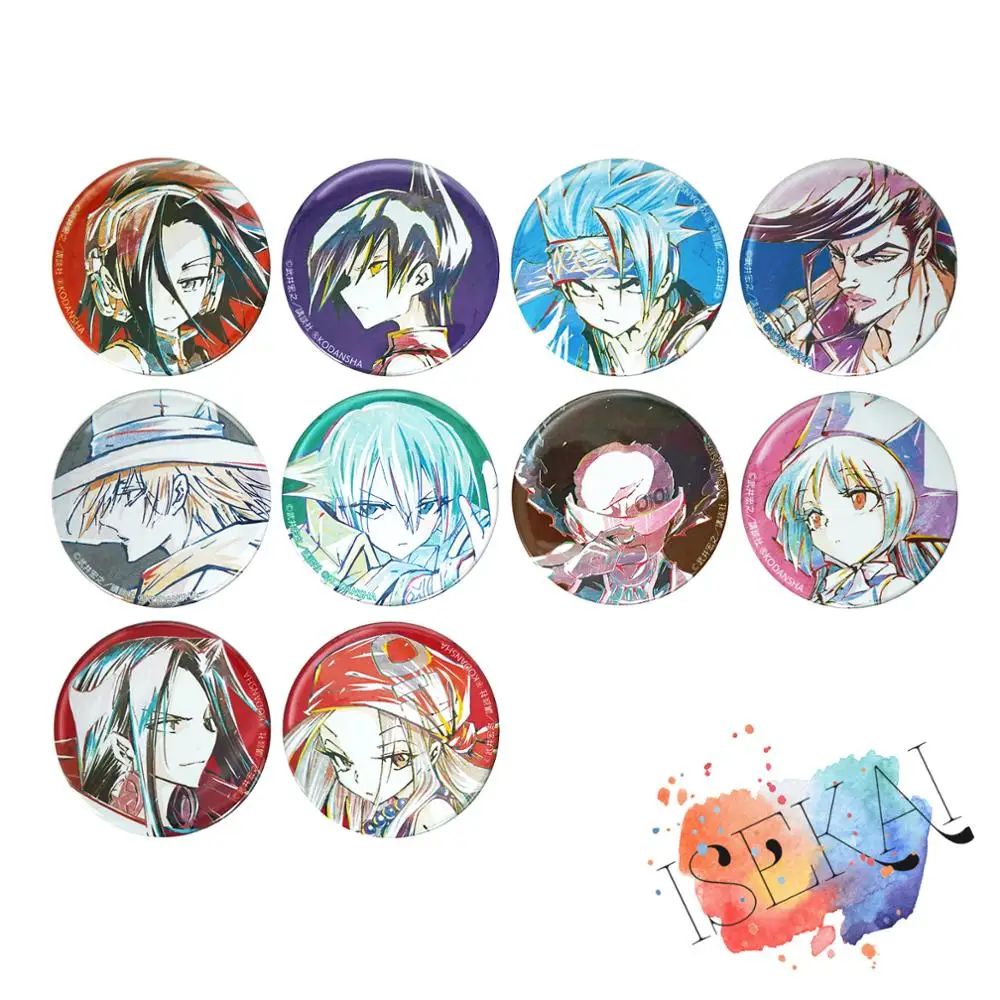 Шаман король значок аниме Yoh Asakura деревянный меч Хао Асакура Анна Kyoyama Horohoro Chocolove McDonell металлический значок брошь булавка