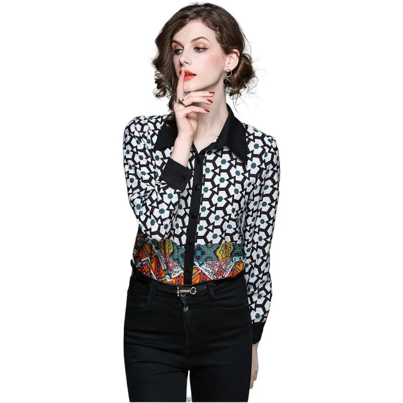 

Simgent 2018 New Fashion Long Sleeve Print Spring Office Lady Work Casual Shirts Vintage Blouse for Women Female Clothing SG8342