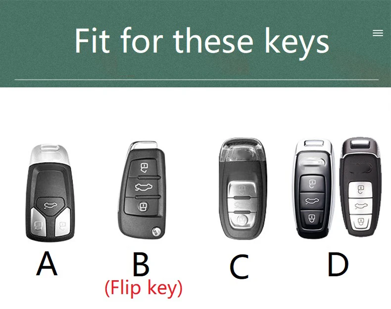 

Leather Car Key Case Cover for Audi A3 A4 A4L B5 B6 B7 B8 B9 A5 A6 A6L C5 C6 Q3 Q5 Q7 S5 S7 RS3 TT Remote Cover