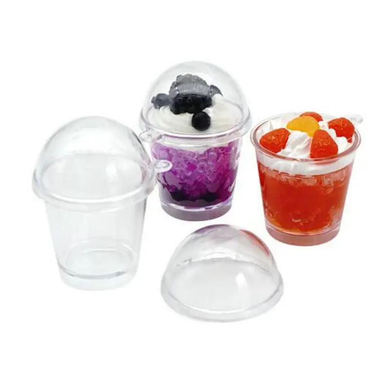 

10pcs Miniature Frappuccino Cup DIY Boba Charms Plastic Cups with Dome Lid Doll House Siwan Popcorn Ice Cream Jewelry Accessory