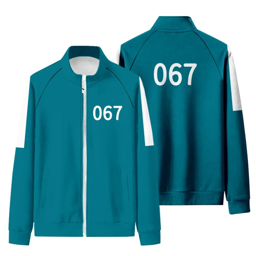 

218 456 The Squid Game Winter Jacket Sweatshirts Hoodies Cosplay Anime Mujer Round Six Digital Printing Sportswear Zipper Pocket