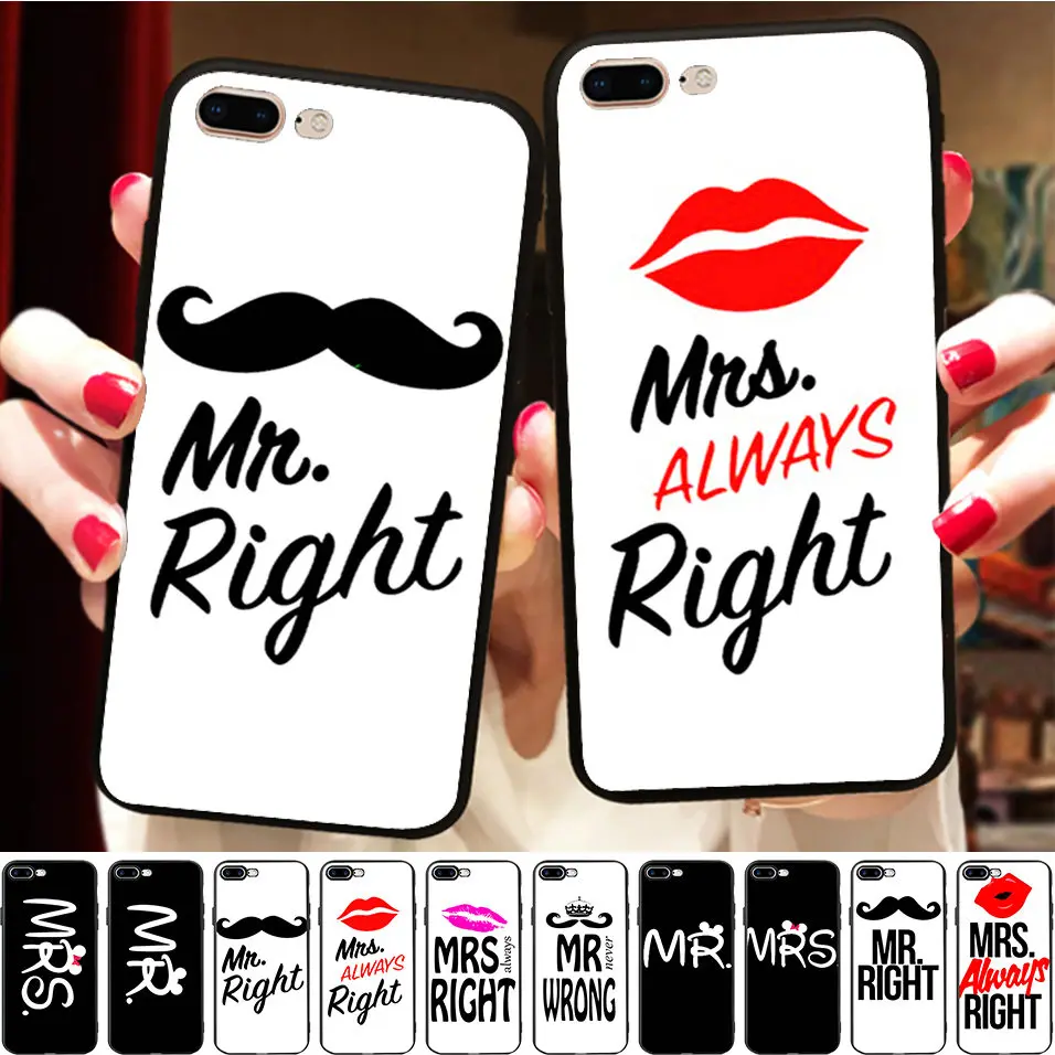 Помада Mr Mrs всегда прав BFF пара черный мягкий силиконовый чехол для iPhone 11 Pro Max X 8 6 6S