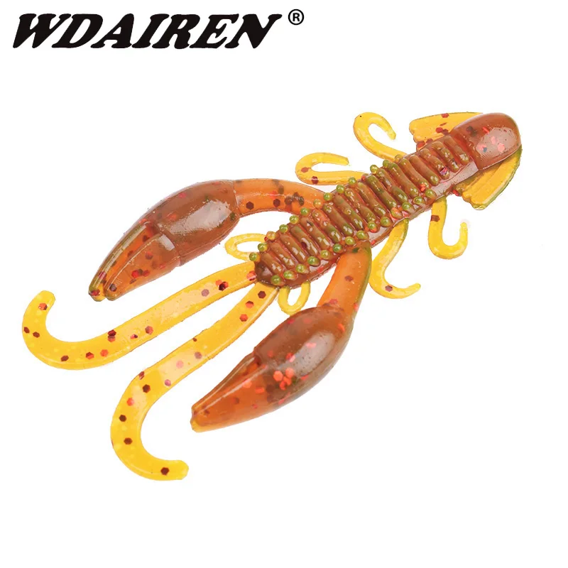 

10Pcs Jig Wobblers Silicone Soft Bait Fishy Smell Worm Lobster Fishing Lures 50mm/70mm Shrimp Float Swivel Twintails Sea Fishing