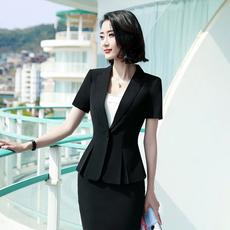 2021 Summer Skirt Suits for Women Elegant Office Lady Business Work Short Sleeve Blazer Pants Set Fashion Jacket Suit Female | Женская