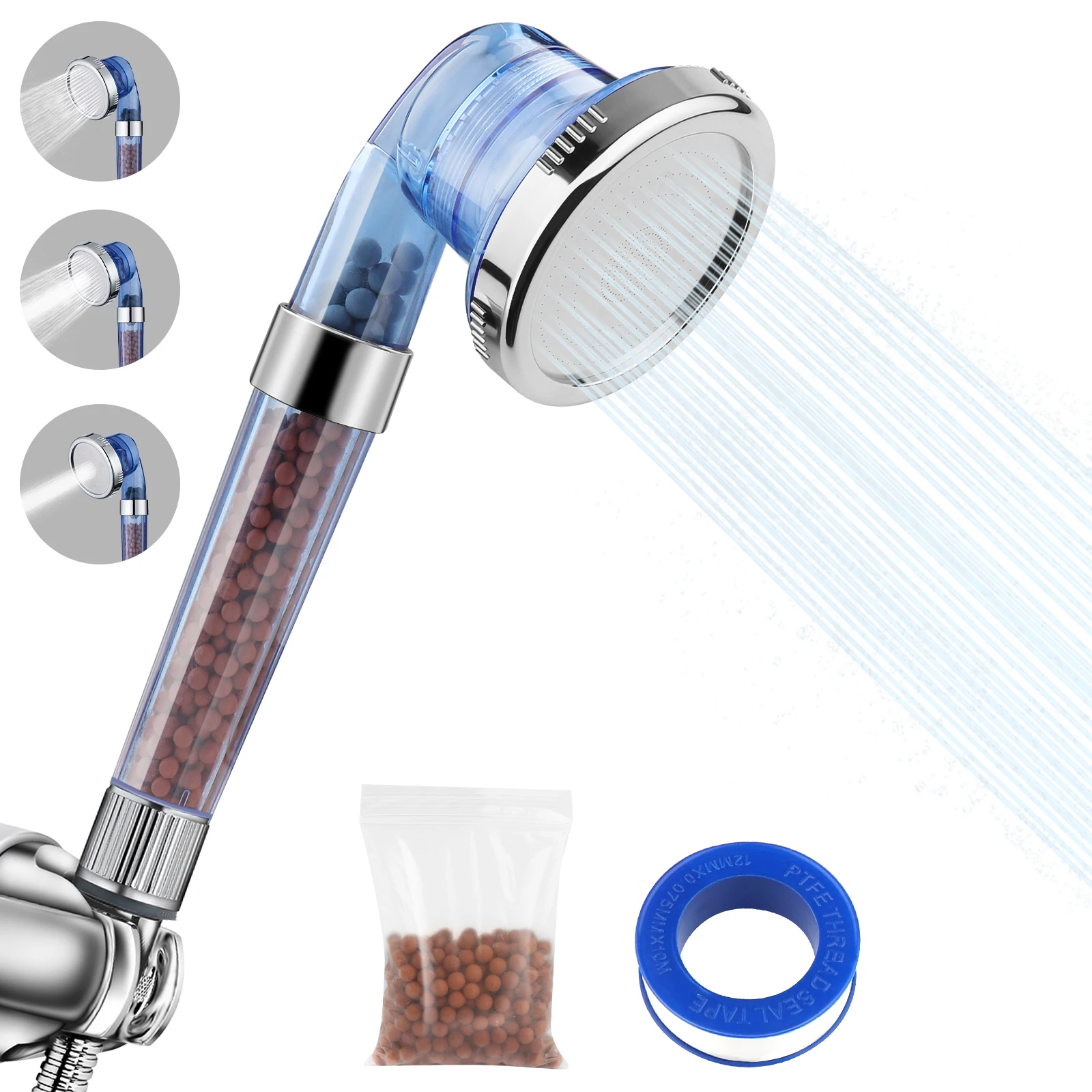 

Shower Head Anion Filter High Pressure Jetting Adjustable 3-Function Nozzle Bathroom Accessories Saving Water Shower Heads