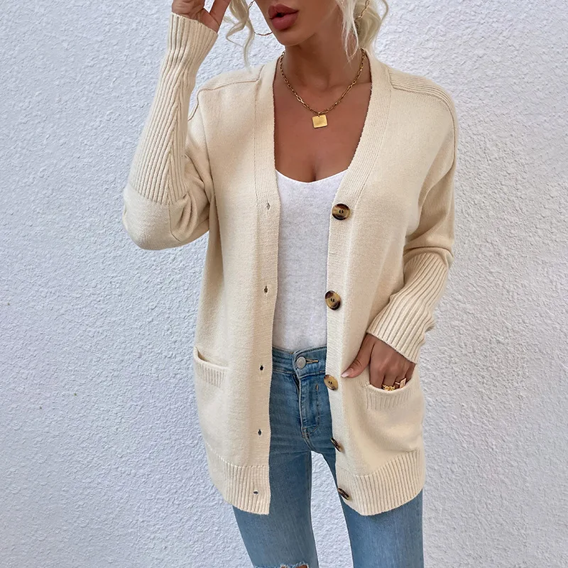 

Sweater Cardigan Women Solid Oversize Streetwear Harajuku Pockets V-neck Long Sleeve Loose Casual Womens Daily Outwear Clothing