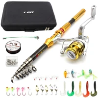 1 8m 3 0m carbon telescopic fishing rod and reels spinning a lot of hook lures hard fishing bag fishing travel tackle set