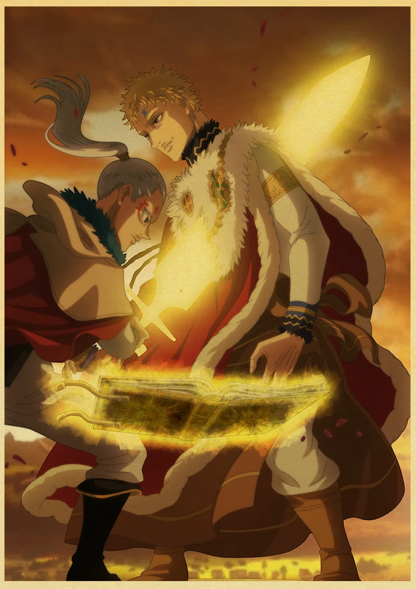 

Japanese Anime Black Clover Retro Kraft Paper Posters Home Room Art Bar Cafe Hotel Living Room Wall Cartoon Painting Decoration