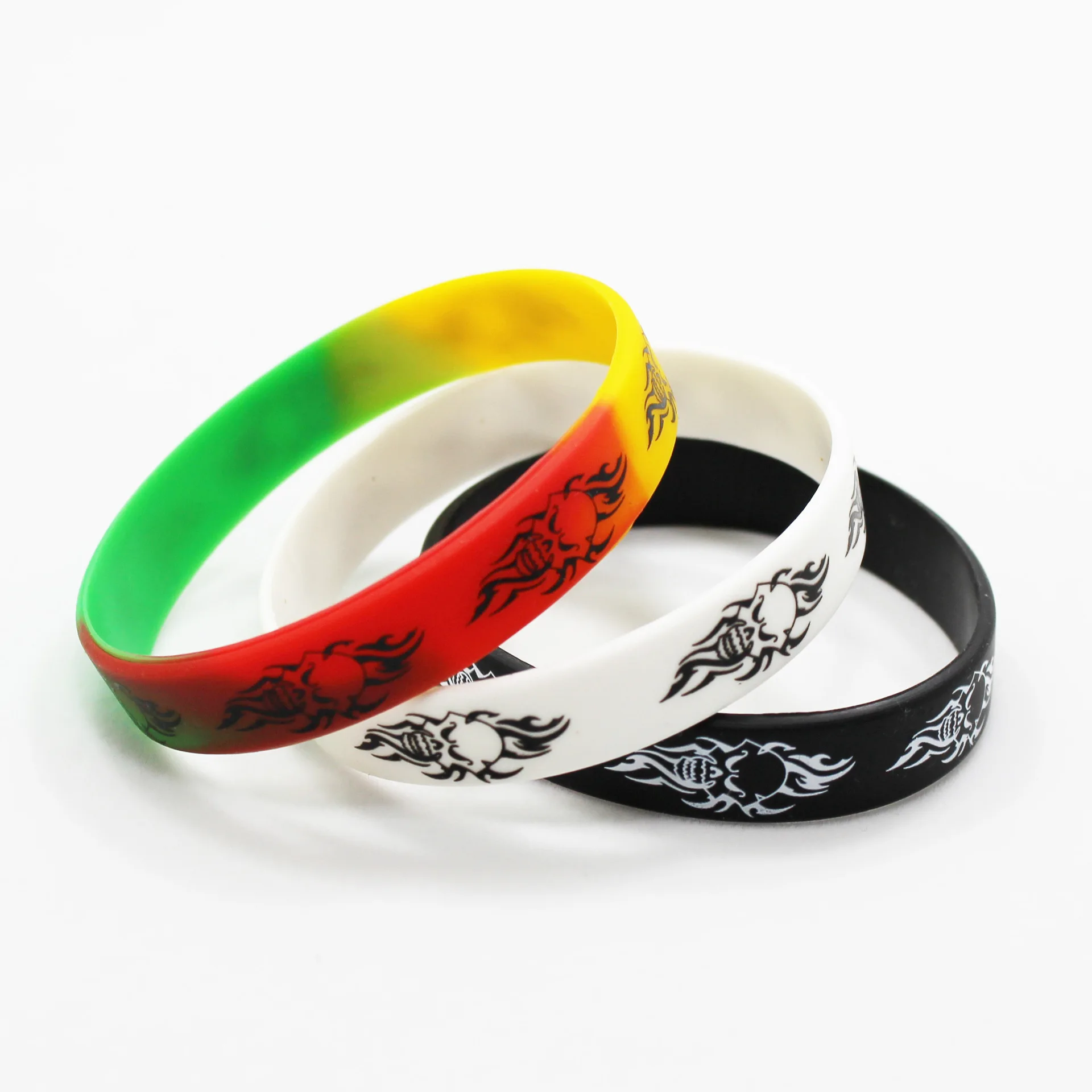 1 шт. браслет на запястье с принтом ямайского черепа хип-хоп силиконовый