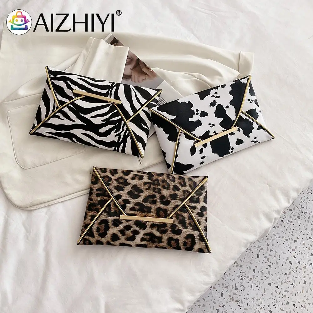 

Fashion Women Leopard Zebra Cow Animal Printing PU Leather Day Clutches Ladies Casual Large Capacity Handbags Purse Envelope Bag