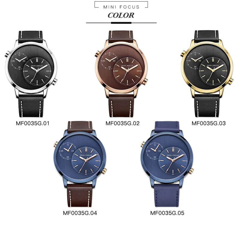 Роскошные мужские наручные часы с мини-фокусом кварцевые водонепроницаемые