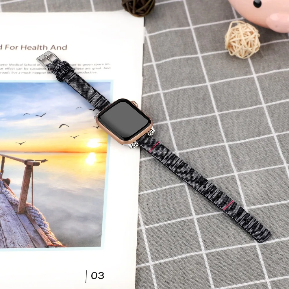 Модный браслет для Apple Watch женский ремешок 38 мм 40 мм 42 мм 44 мм тонкий ремешок для Apple iWatch тканевый ремешок серии 2 3 4 ремешок