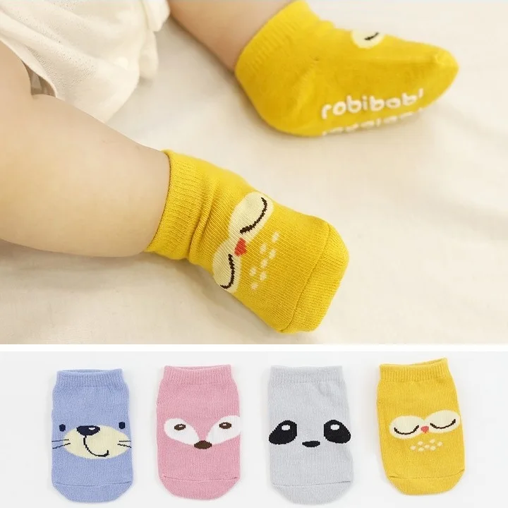 Calcetines antideslizantes de dibujos animados para ni&ntilde;os, medias de suelo para beb&eacute;s y beb&eacute;s, de 1 a 2 a&ntilde;os, en cuatro colores-1