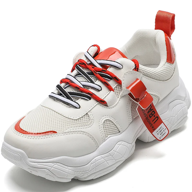 

Thick soled daddy shoes women's 2021 spring new mesh breathable shoes women's heightening casual white shoes women's