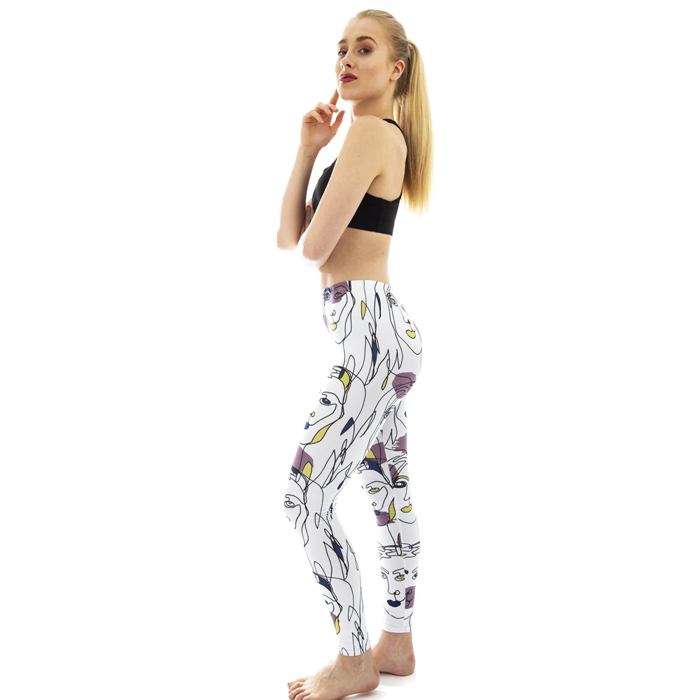 Пикантные леггинсы для тренировок женские с белыми линиями рисунком