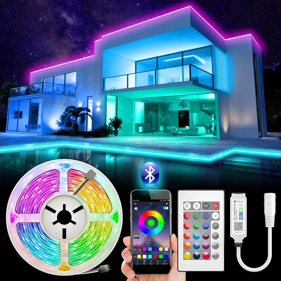 

5M 10M 15M 5050 Led Strip DC 12V RGB LED Lights Strip Non Waterproof 30m led Flexible Tape Led Ribbon For Home Christmas Party