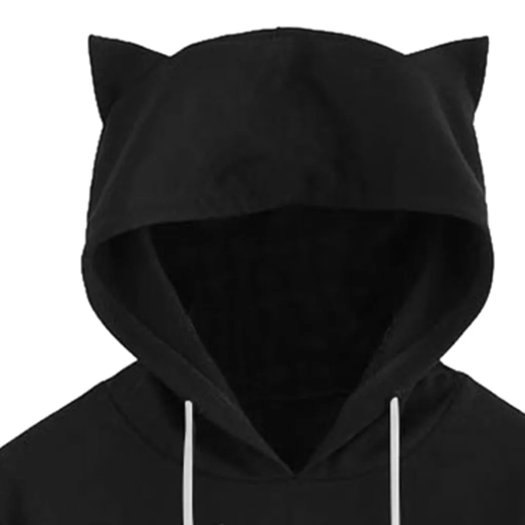 JAYCOSIN женские кошачьи уши толстовки Хэллоуин готический панк дьявол толстовка осень зима свободные зубы печатных толстовка с капюшоном пуловер