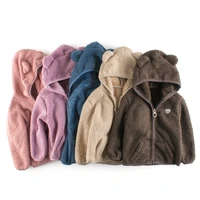2021 autumn winter kids hoodie for boys girls zipper villus solid bear cartoon fleece jacket coat childrens outerwear clothing