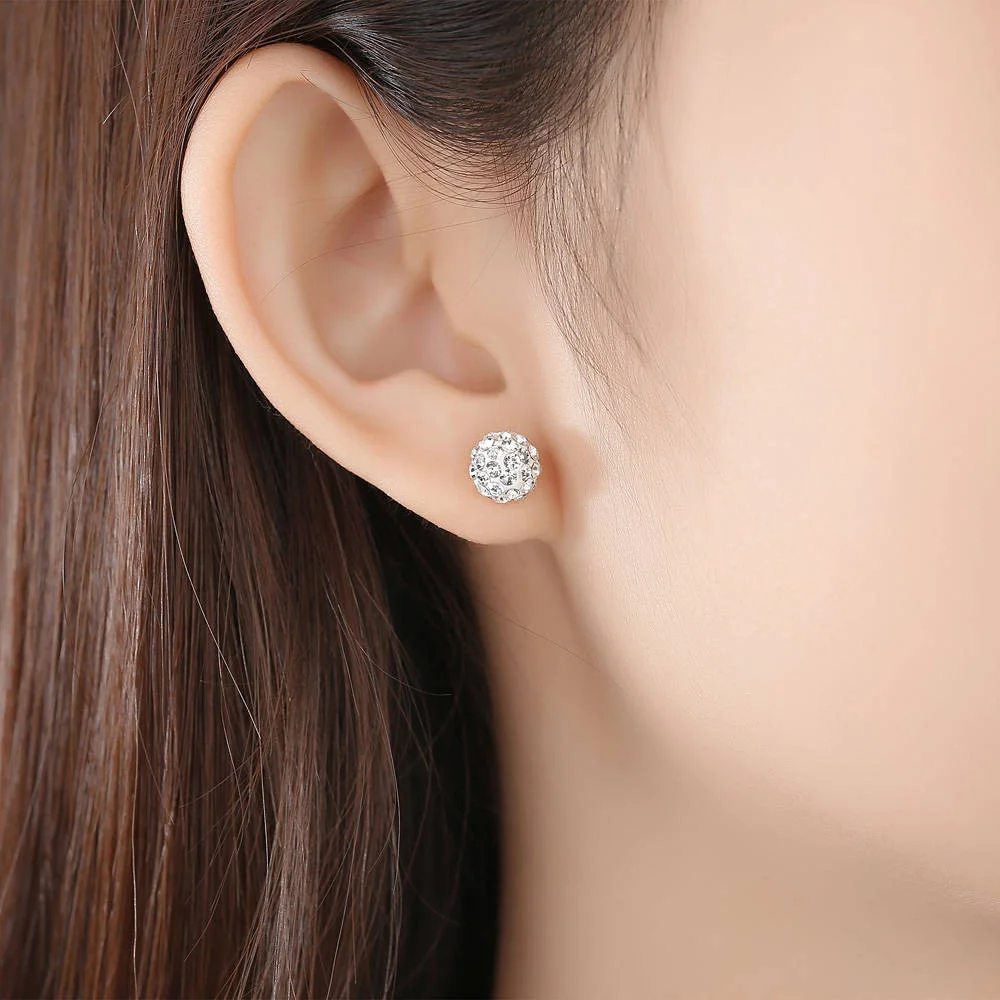 Shamballa Серьги Серебряные украшения женские серьги белый блестящий кристалл