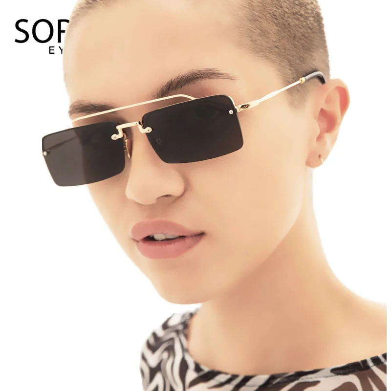 Женские квадратные солнцезащитные очки SORVINO маленькие без оправы модель 2020