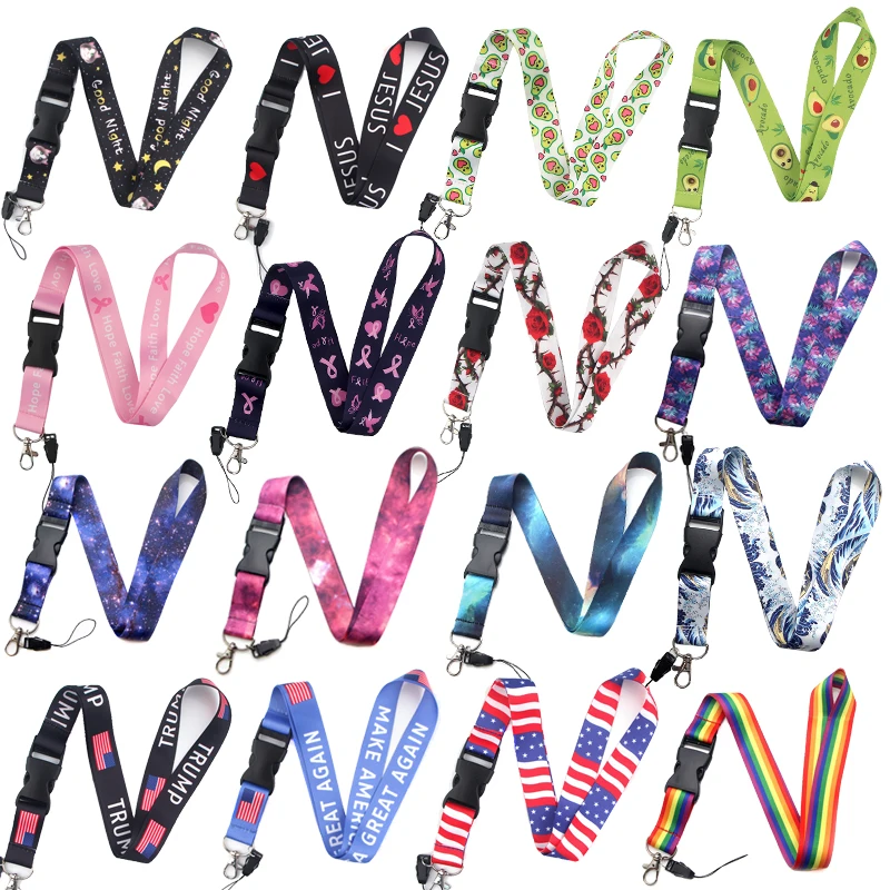 

20 шт./лот, креативный шнурок с пряжкой, шнурок со звёздным небом, авокадо, радужные волнистые ремешки, Id-значок, держатель «сделай сам», верев...