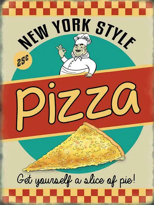 Пищевой знак пицца, Нью-Йорк, сделай себе кусочек пирога, жестяные знаки, железная живопись, Настенный декор, художественная настенная пластина, плакат, Настенная табличка