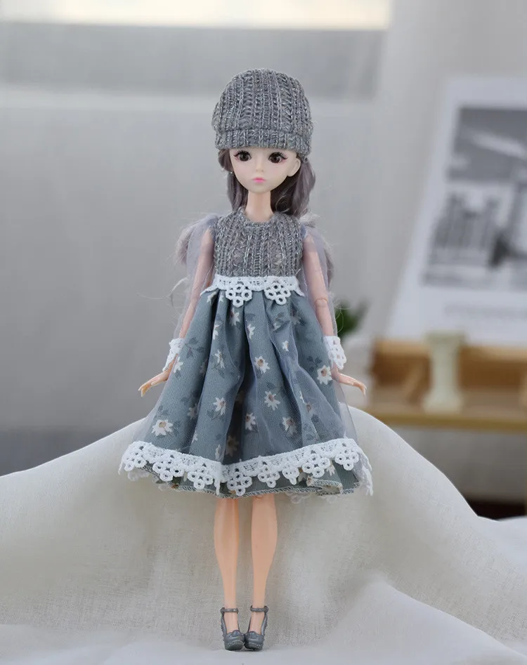 

New 30cm 1/6 BJD Doll Multi-joint Movable Makeup 4D Eye Simulation Eyelashes Dress Up Fashion Clothes Set Girl Toy Holiday Gift