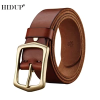 hidup top quality 100 pure cowhide belt brass pin buckle metal genuine leather belts men casual styles jean accessories nwj1006