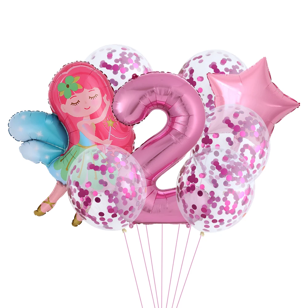 Воздушные шары в виде цифр 8 шт./компл. розовые с конфетти для девочек воздушный