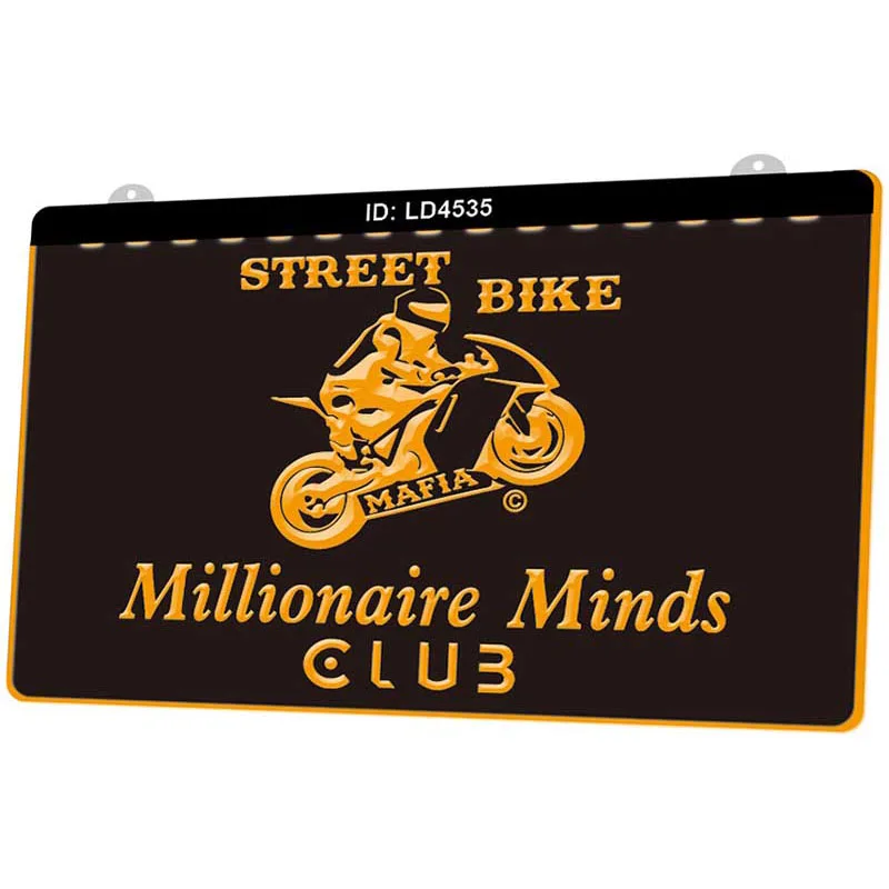 LD4535 уличный велосипед Mafia Millionaire Minds Club новый 3D гравировальный светодиодный