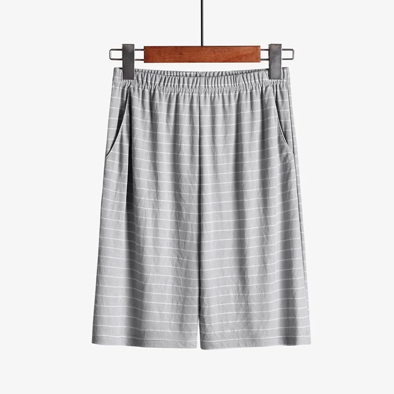 Plus Size Men Summer Thin Striped Sleeping Shorts Mens Sleepwear Casual Sleep Pants Loose Comfortable Sleep Bottoms Homewear