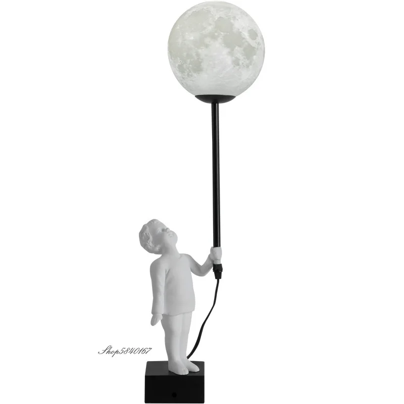 

Modern Creative Table Lamp 3D Printing Moon Lamp for Living Room Bedroom Beside Lamp Study Desk Lamp Decor Led Light Fixtures
