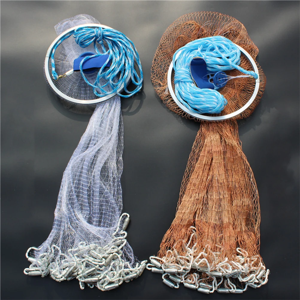 

2.4/3/3.6M Bait Cast Mesh Trap Net Portable Fishing Landing Net Shrimp Cage for Fish Lobster Prawn Minnow Crayfish Crab 2021 NEW
