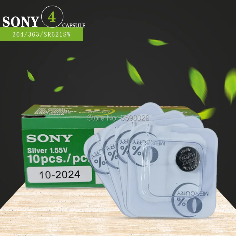 4 шт. для аккумуляторов Sony Watch Button 1 55 V AG1 LR621 364 164 531 SR621 SR621SW SR60 кнопочная