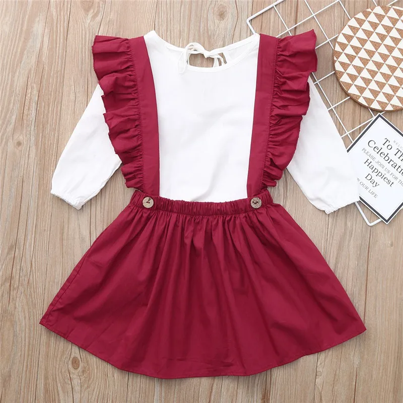 Милая Одежда для маленьких девочек Топы с длинными рукавами Блузка + вечерние