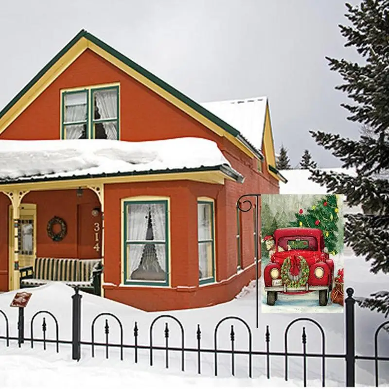 

Merry Christmas Red Truck with Gifts Double Sided Winter Garden Flag