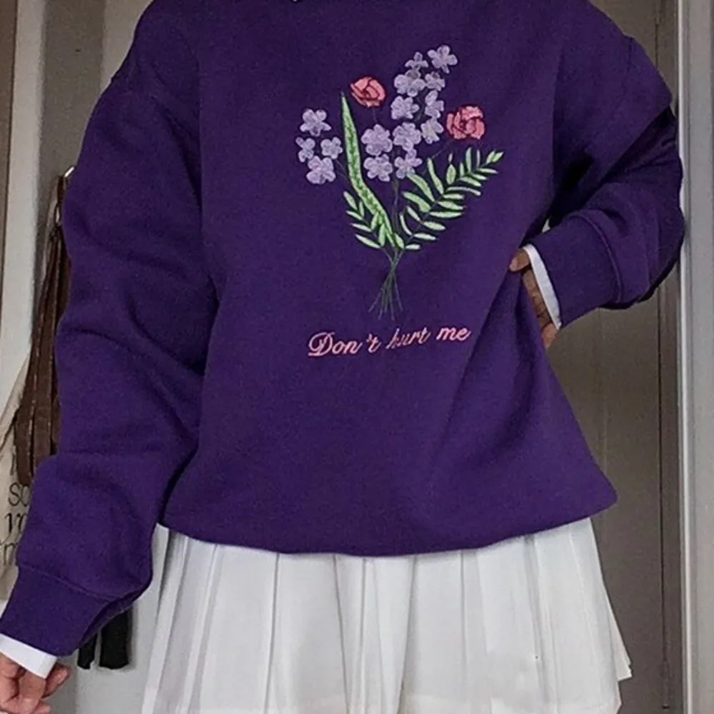 

YICIYA Fashion Long Sleeve Pullover Purple 2020 Embroidery Floral Casual Sweat Shirt Women Autumn Crewneck Sweatshirt Ladies