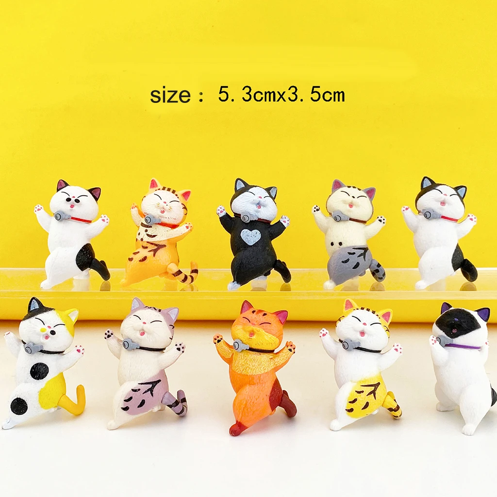 

10 шт. пластиковых игрушечных кошек на приборной панели автомобиля, украшение для офисного стола