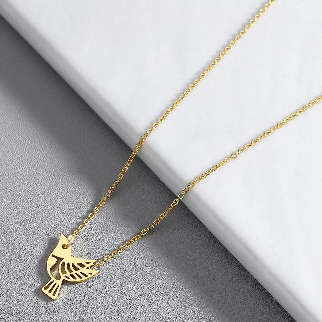Kinitial Stainless Steel Bird Necklace for women Charm Animal Pendant Chain Necklaces &amp Pendants Chokers Fashion Collar Jewelry |