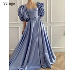 Элегантное Атласное Вечернее платье для малышей Verngo с рукавами-фонариками и складками, ТРАПЕЦИЕВИДНОЕ платье для выпускного вечера, длинное официальное платье, 2021