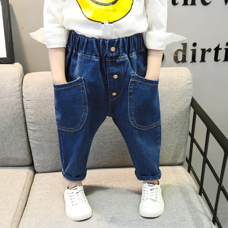 

Girls' jeans 2021 spring and autumn new Korean children's harem pants baby solid color casual trousers