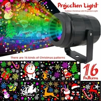 16 patterns new year christmas decoration led laser projector light snowflake elk projection lamp stage indoor lighting decor